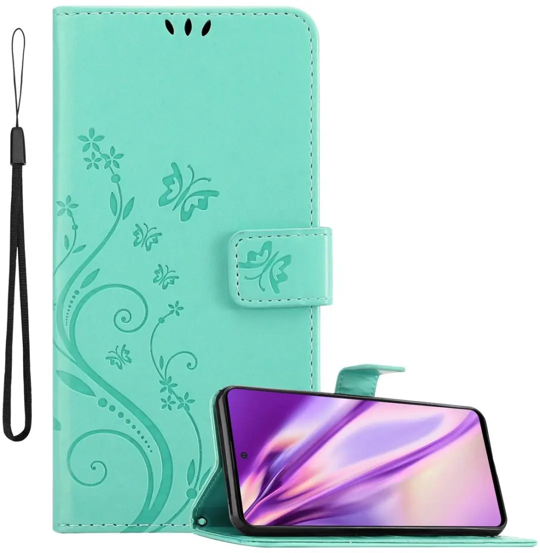 Cadorabo Hoesje geschikt voor Samsung Galaxy A51 5G in BLOEMEN TURKOOIS