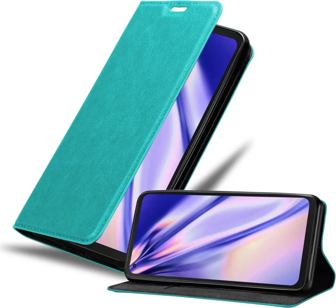 Cadorabo Hoesje geschikt voor Samsung Galaxy XCover PRO in BENZINE TURKOOIS - Beschermhoes met magnetische sluiting, standfunctie en kaartvakje Book Case Cover Etui