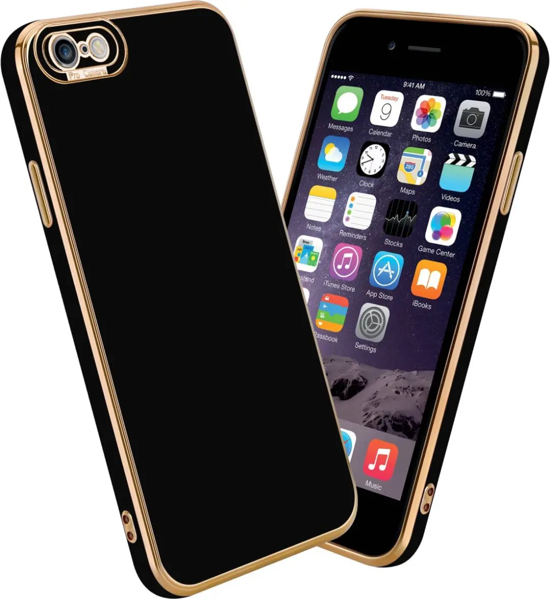 Cadorabo Hoesje geschikt voor Apple iPhone 6 / 6S in Glossy Zwart