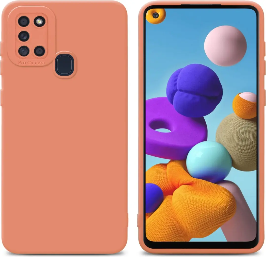 Cadorabo Hoesje geschikt voor Samsung Galaxy A21s in FLUID LICHT ORANJE