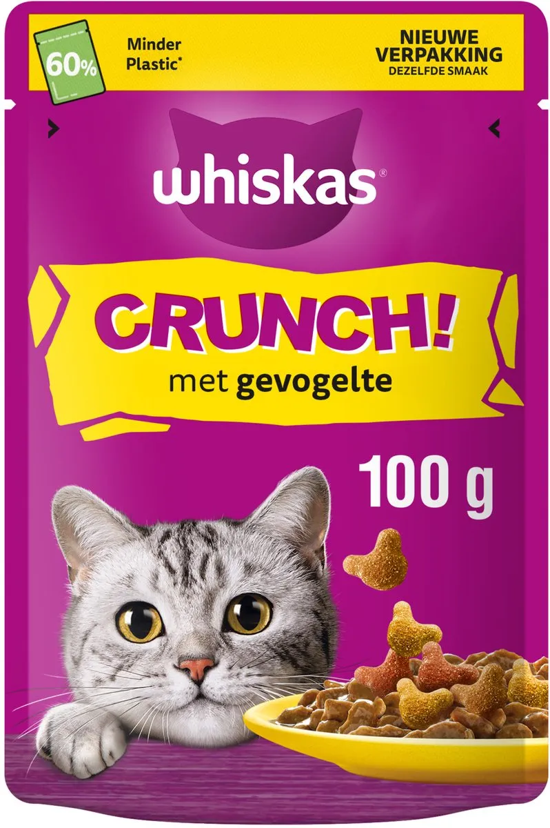 Whiskas Crunch Verwensnacks Kip Eend Kalkoen 100g