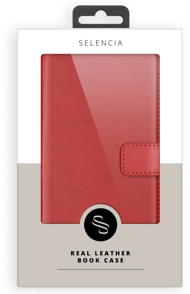 Selencia Hoesje iPhone 11 Echt Lederen Bookcase Rood - 3 Pasjes