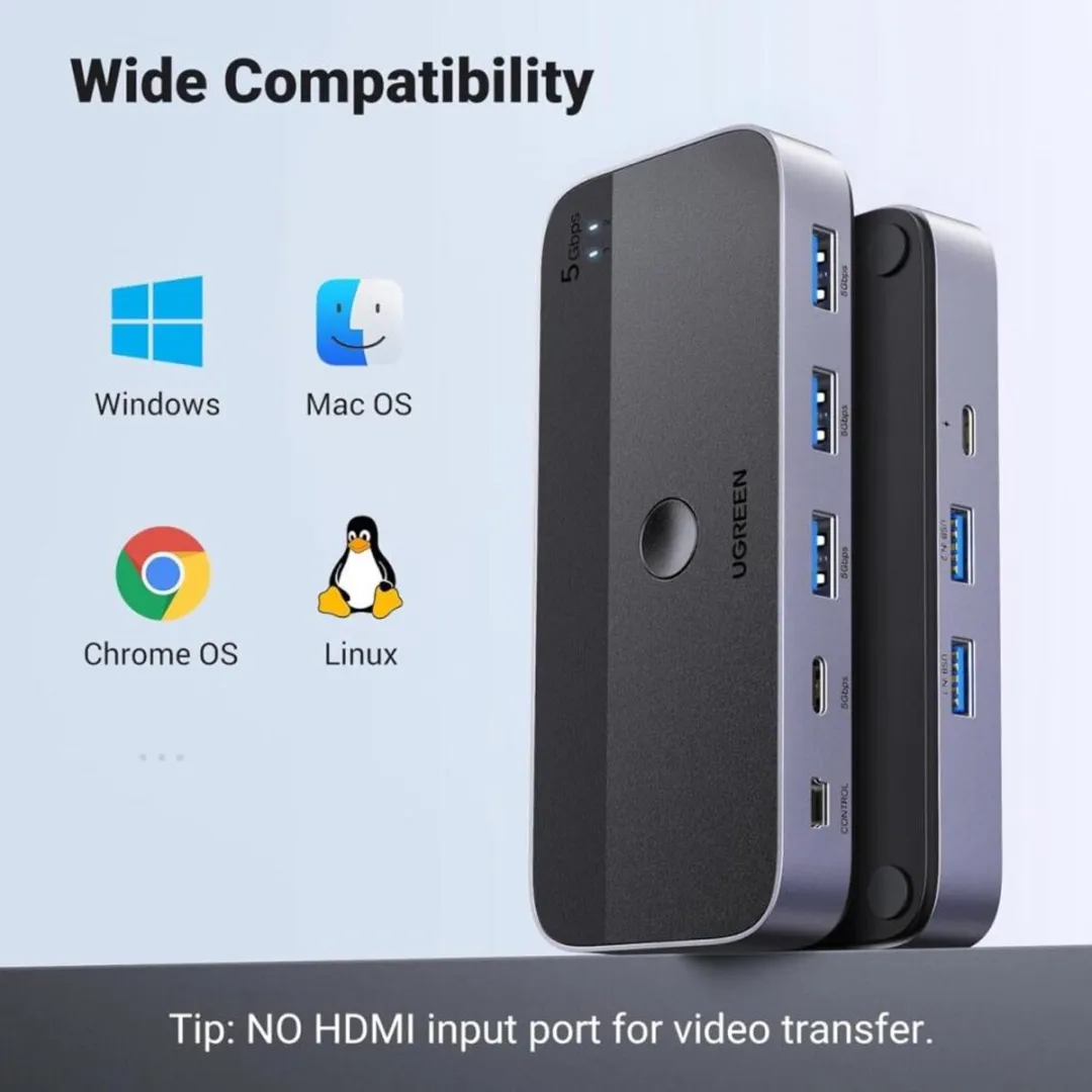 UGREEN USB 3.0 Sharing Switch 2-in-4 - 5Gbps - Zwart