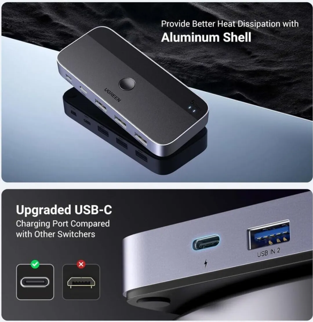 UGREEN USB 3.0 Sharing Switch 2-in-4 - 5Gbps - Zwart - afbeelding 6 van 6