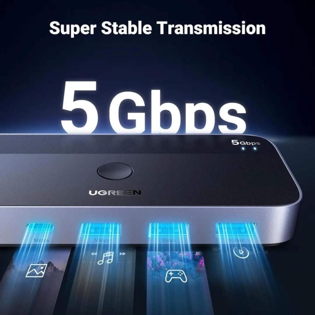 UGREEN USB 3.0 Sharing Switch 2-in-4 - 5Gbps - Zwart