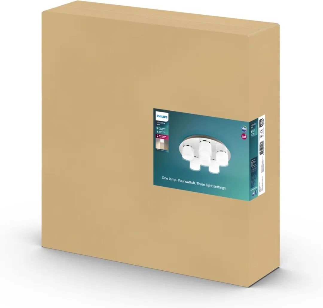 Philips Byzantin Plafondlamp 6x400lm - 45cm - Chroom - afbeelding 4 van 6