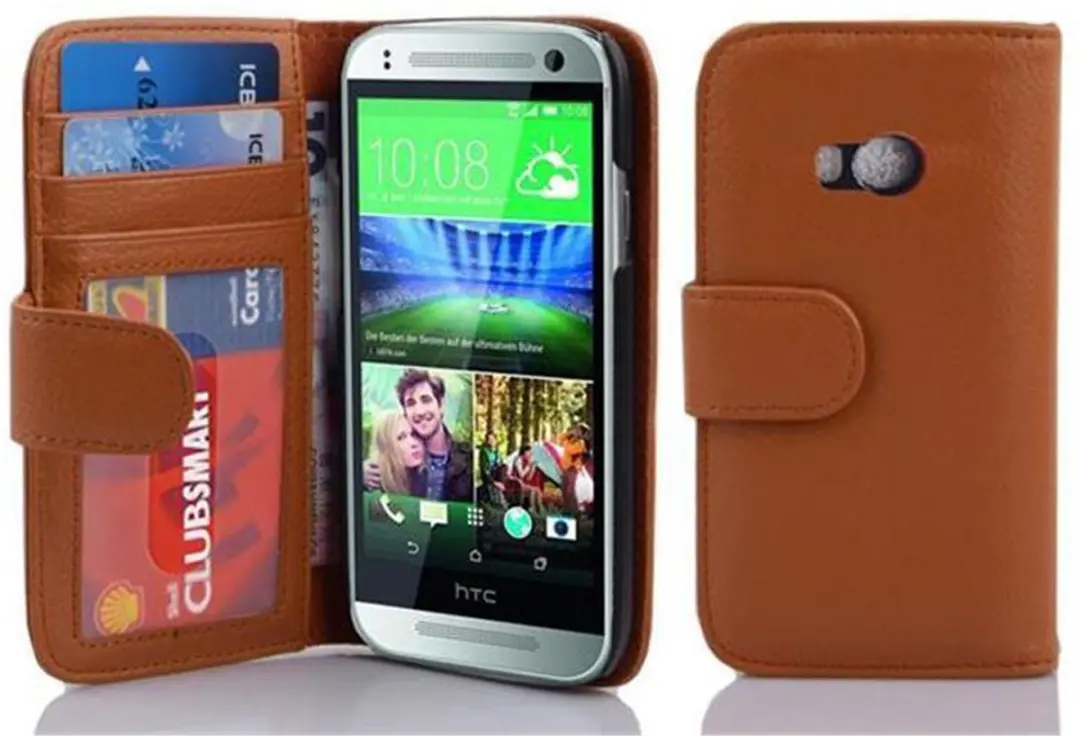 Cadorabo Hoesje geschikt voor HTC ONE M8 MINI in COGNAC BRUIN