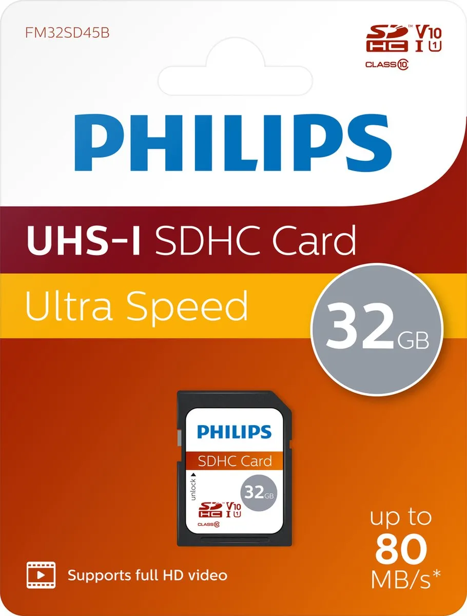 Philips FM32SD45B SDHC Kaart 32GB Class 10