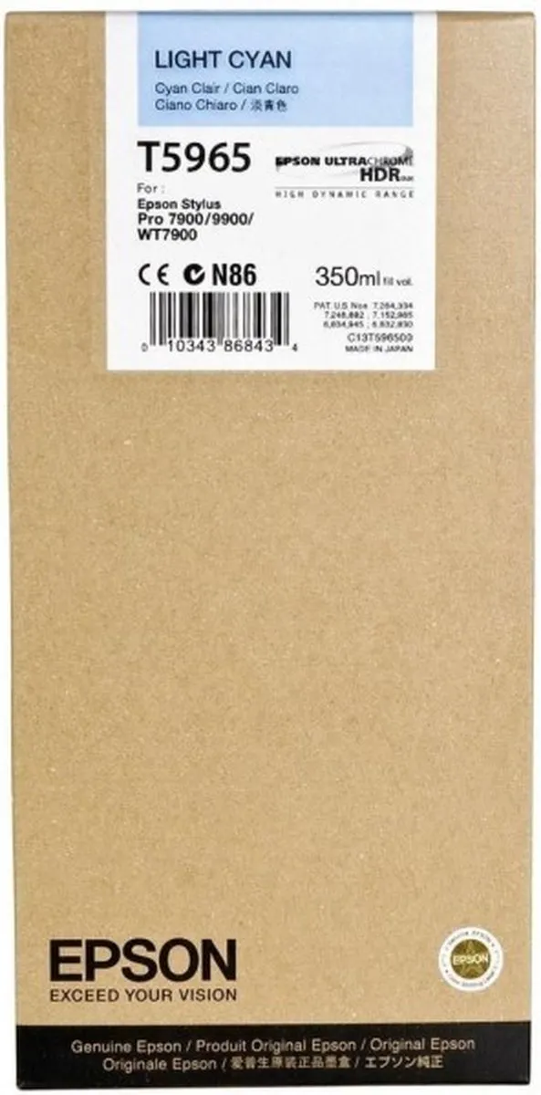 Epson UltraChrome HDR T596500 Inktpatroon - 350ml Licht Cyaan