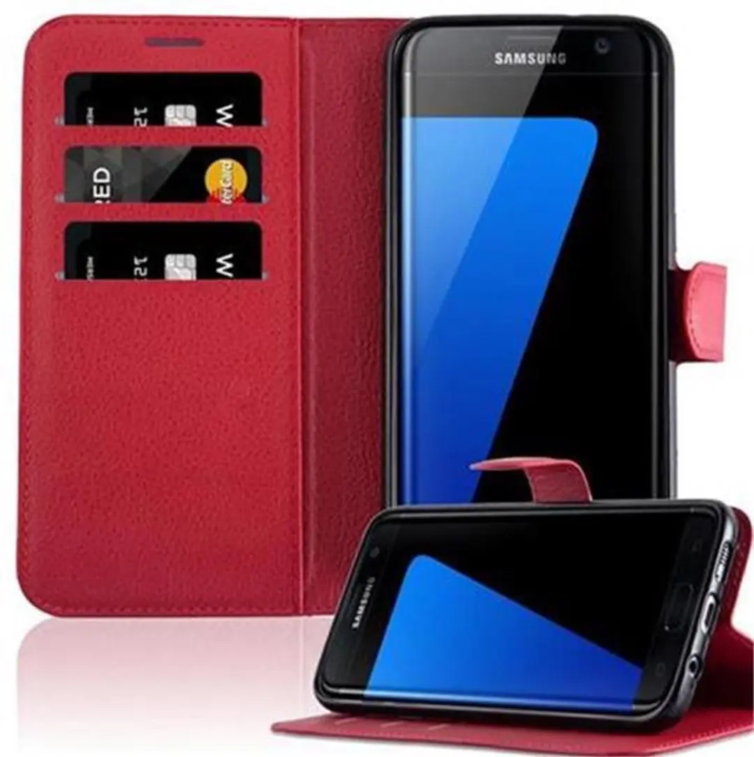 Cadorabo Hoesje geschikt voor Samsung Galaxy S7 EDGE in KARMIJN ROOD