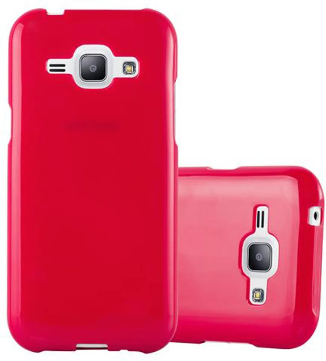 Cadorabo Hoesje geschikt voor Samsung Galaxy J1 2015 in JELLY ROOD