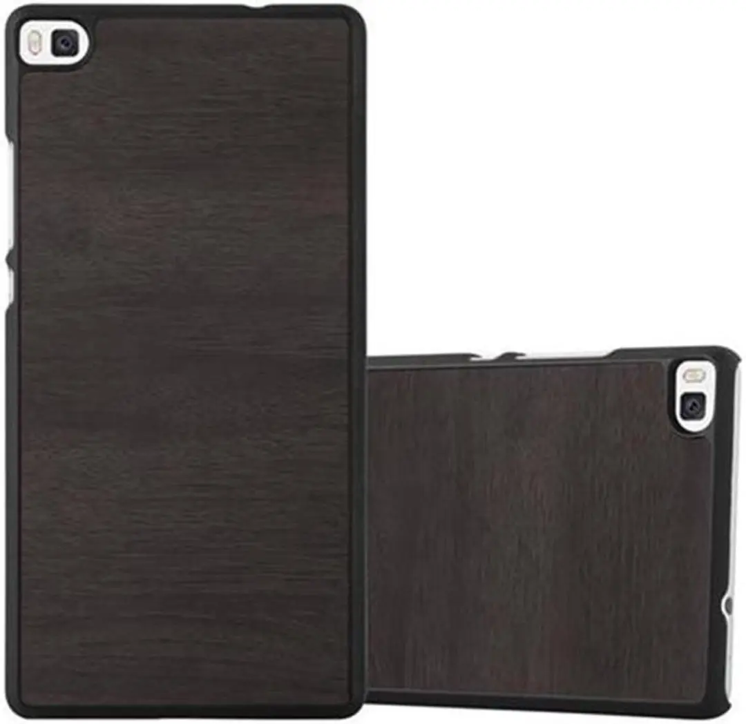 Cadorabo Hoesje geschikt voor Huawei P8 in WOODY ZWART