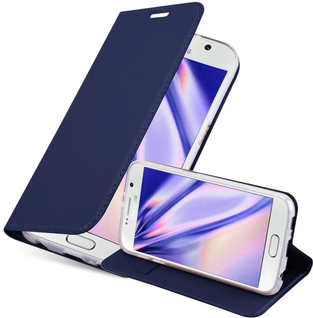 Cadorabo Hoesje geschikt voor Samsung Galaxy S6 in CLASSY DONKER BLAUW