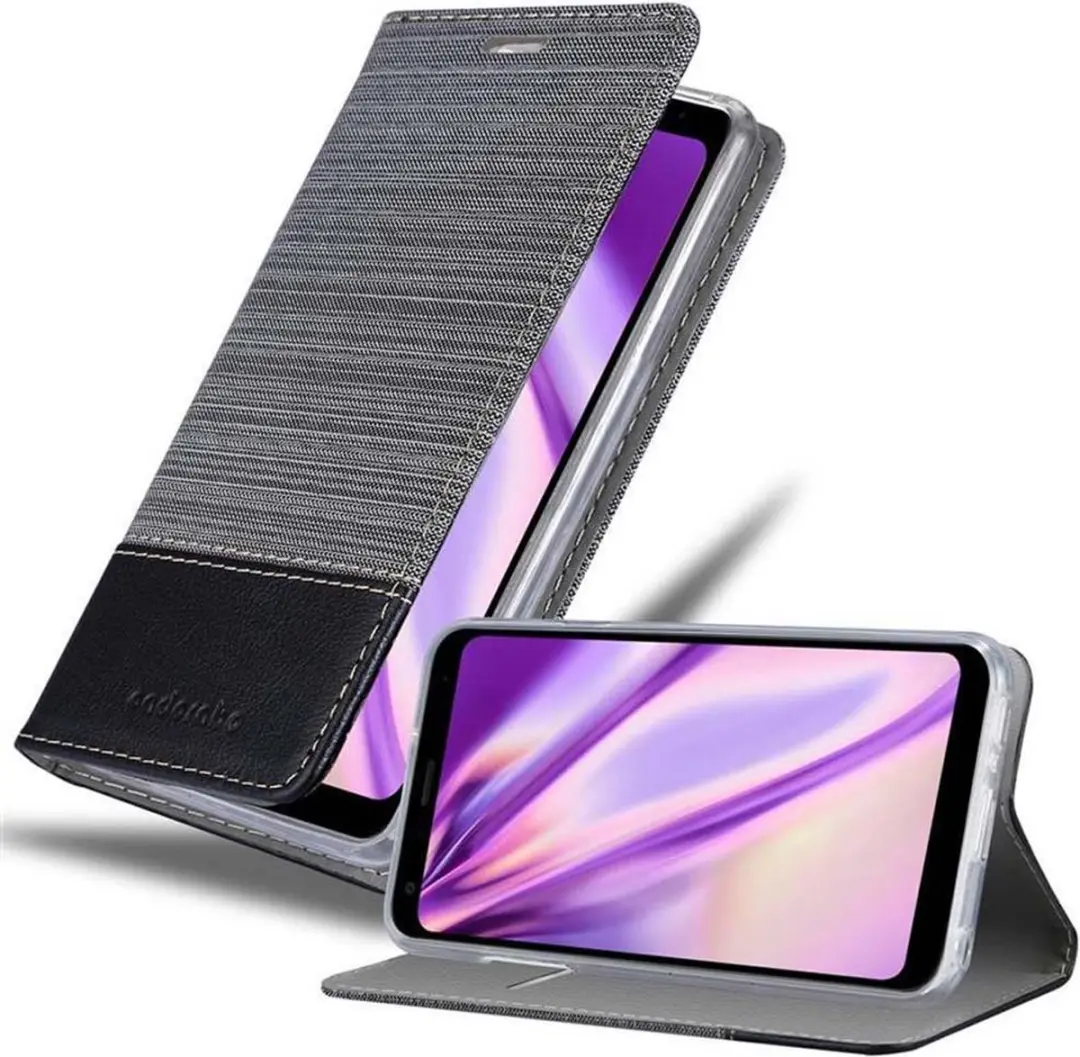 Cadorabo Hoesje geschikt voor LG Q7 / Q7a / Q7+ in GRIJS ZWART