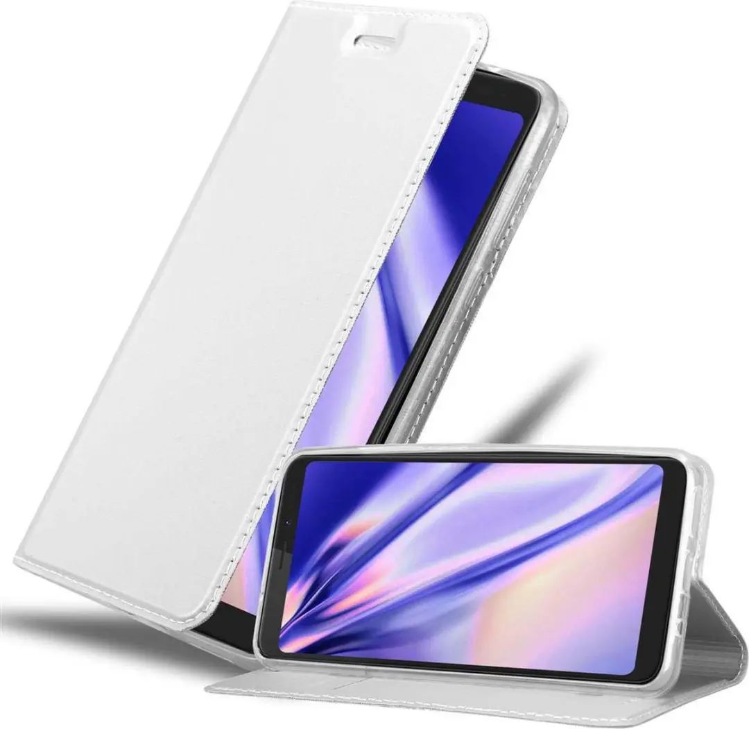 Cadorabo Hoesje geschikt voor WIKO VIEW XL in CLASSY ZILVER - Beschermhoes met magnetische sluiting, standfunctie en kaartvakje Book Case Cover Etui