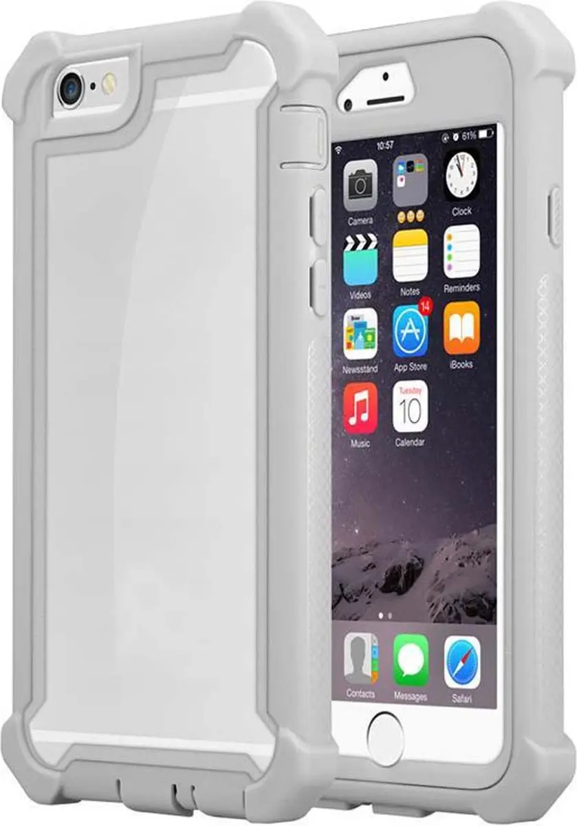 Cadorabo Hoesje geschikt voor Apple iPhone 6 / 6S in BERK GRIJS - 2-in-1 beschermhoes met TPU siliconen rand en acrylglas achterkant