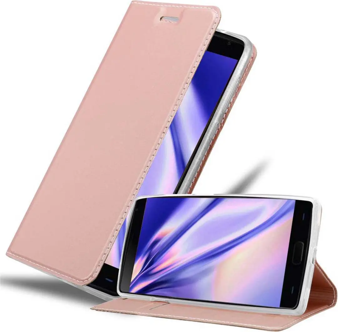 Cadorabo Hoesje geschikt voor OnePlus 2 in CLASSY ROSE GOUD - Beschermhoes met magnetische sluiting, standfunctie en kaartvakje Book Case Cover Etui