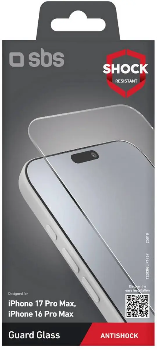 SBS TESCRGLIP1769 Screenprotector iPhone 17 Pro Max - afbeelding 2 van 2