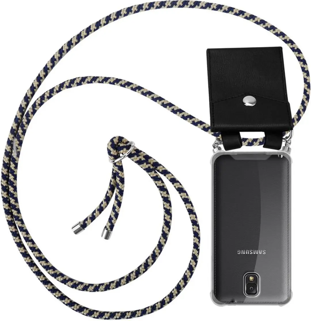 Cadorabo Hoesje geschikt voor Samsung Galaxy NOTE 3 in DONKER BLAUW GEEL