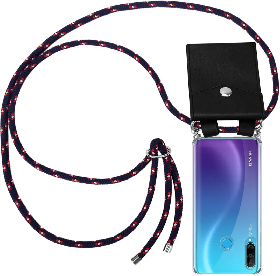 Cadorabo Hoesje geschikt voor Huawei P30 LITE in BLAUW ROOD WITTE STIP