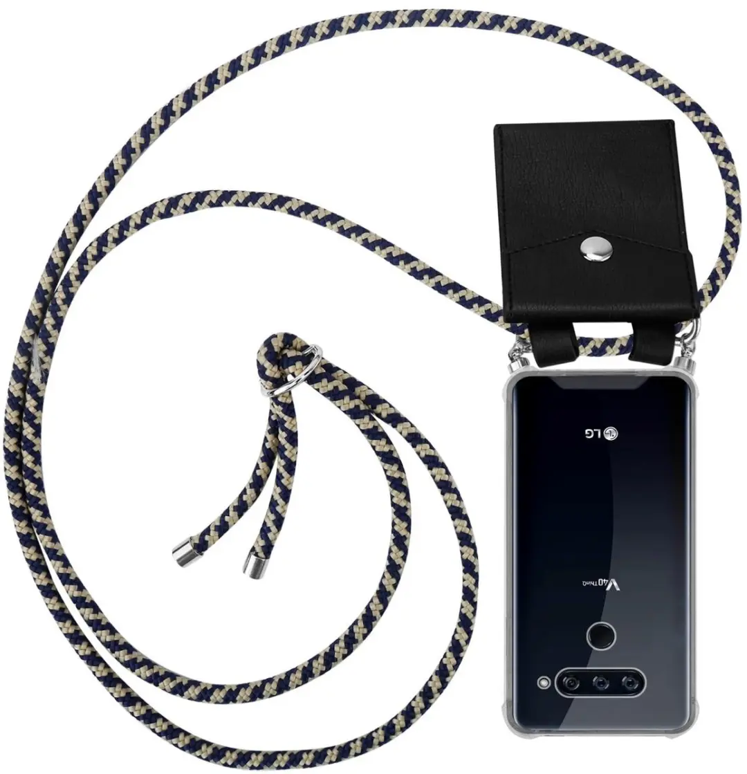 Cadorabo Hoesje geschikt voor LG V40 in DONKER BLAUW GEEL