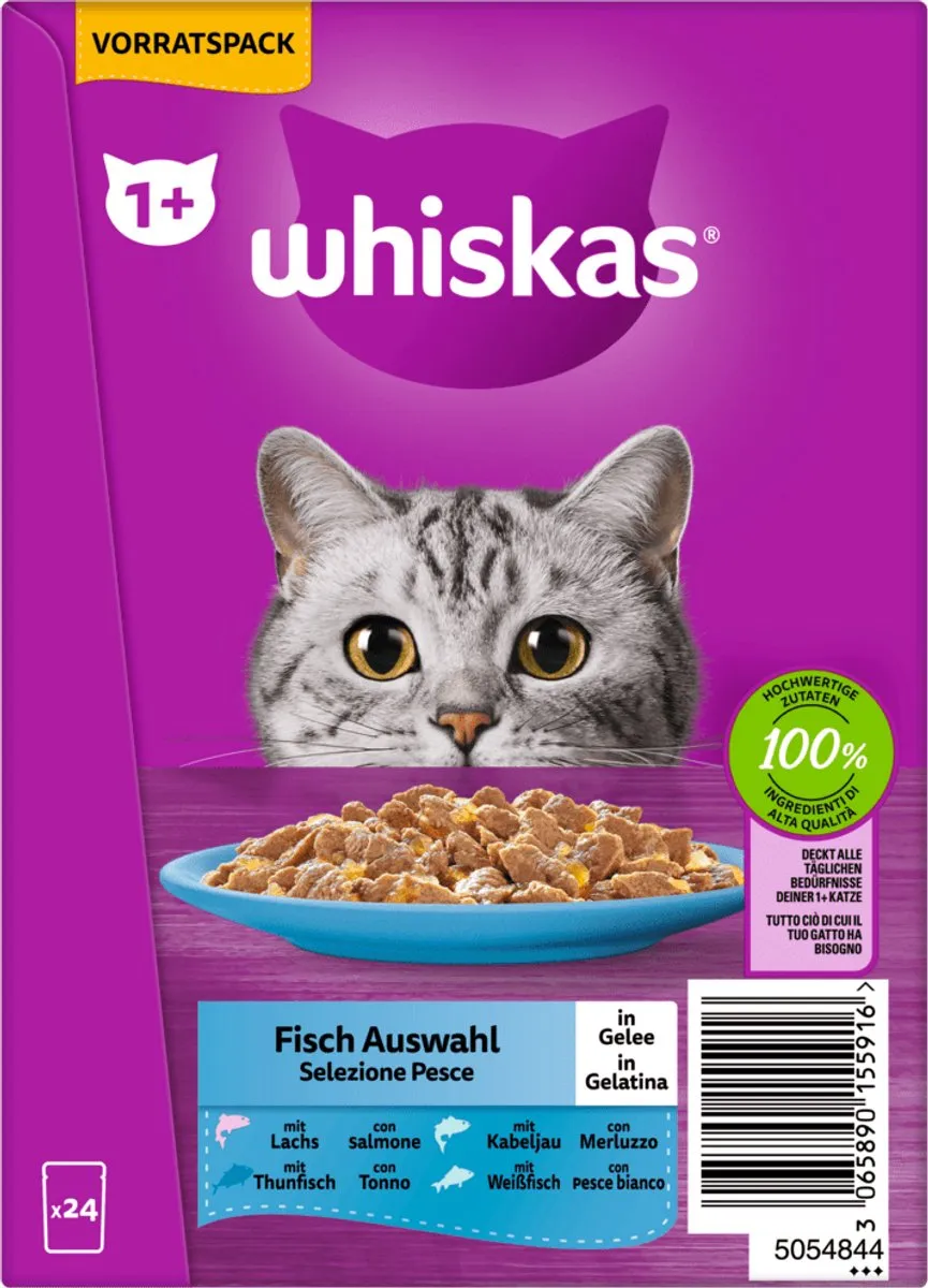 Whiskas 1+ Vis Selectie Gelei 24x85g