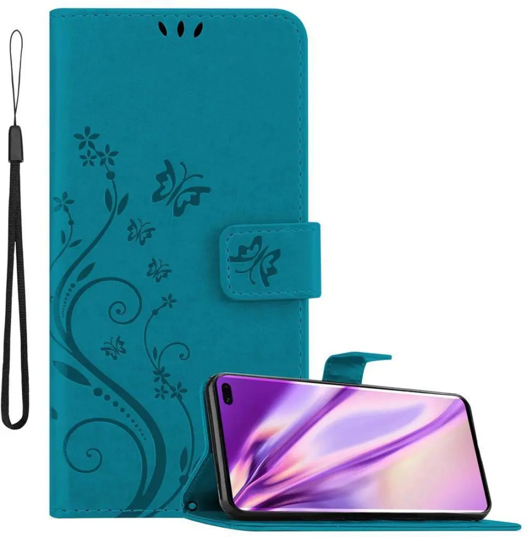 Cadorabo Hoesje geschikt voor Samsung Galaxy S10 PLUS in BLOEMEN BLAUW