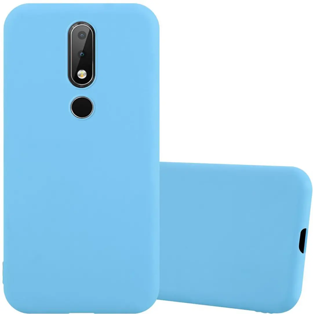 Cadorabo Hoesje geschikt voor Nokia 6.1 PLUS / X6 in CANDY BLAUW