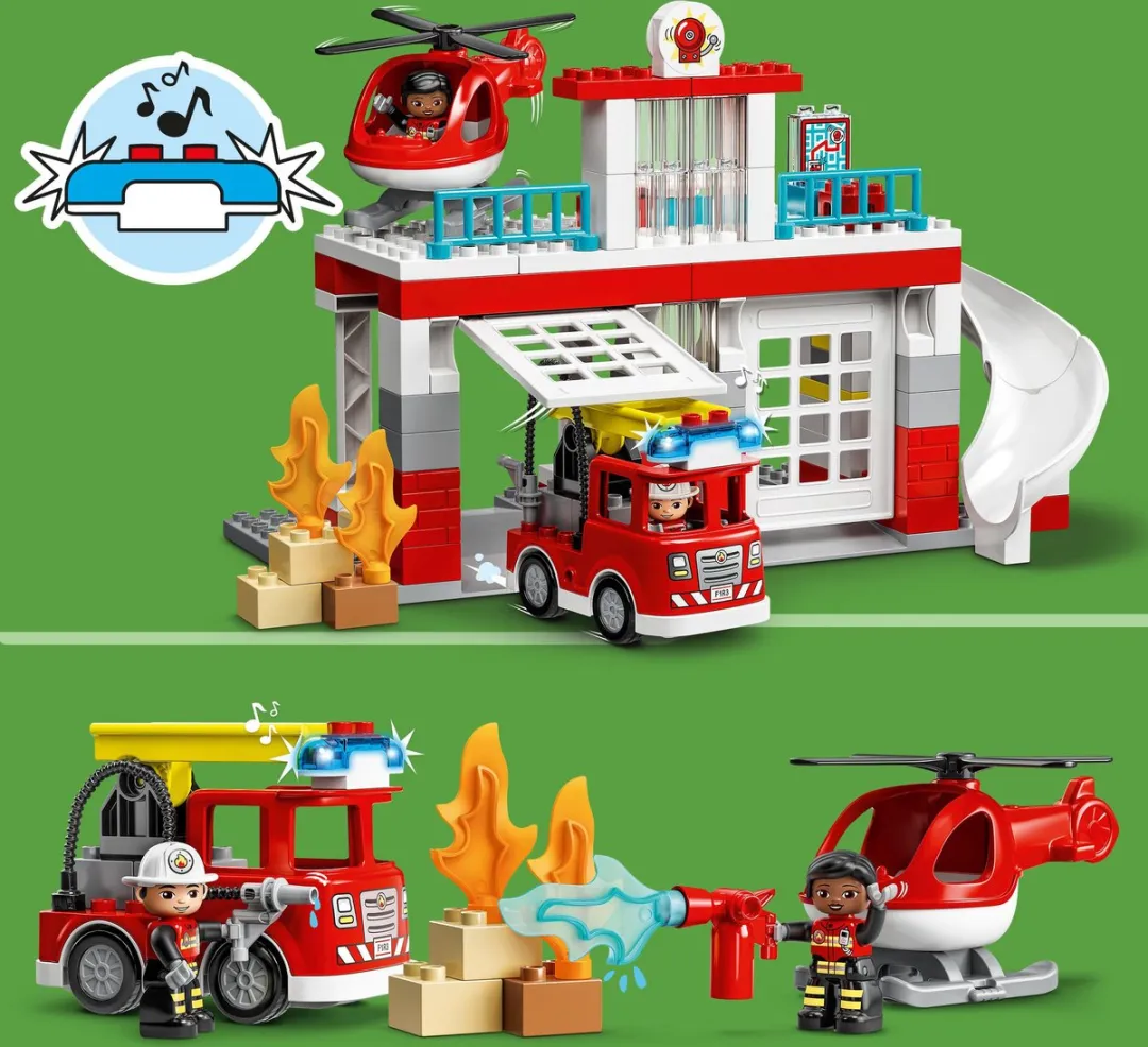 LEGO DUPLO Brandweerkazerne & Helikopter 10970 - 117 Stukken - afbeelding 5 van 6