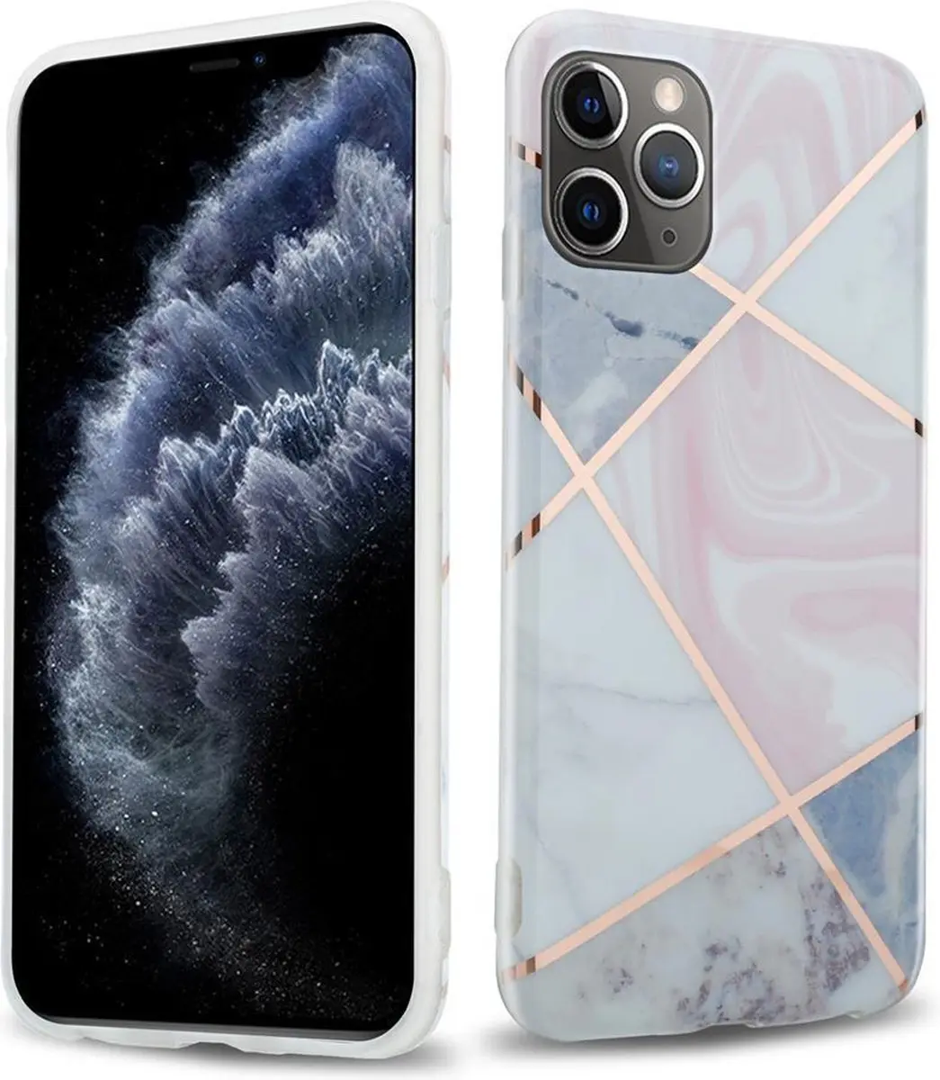 Cadorabo Hoesje geschikt voor Apple iPhone 11 PRO MAX in Roze Wit Goud Marmer No