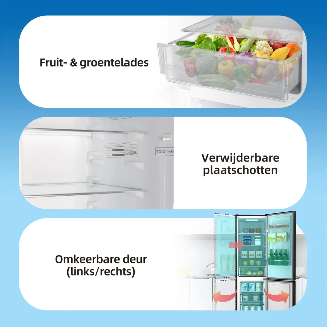 CHiQ CBM260LC Koel-Vriescombinatie 262L - Donker RVS - afbeelding 6 van 6