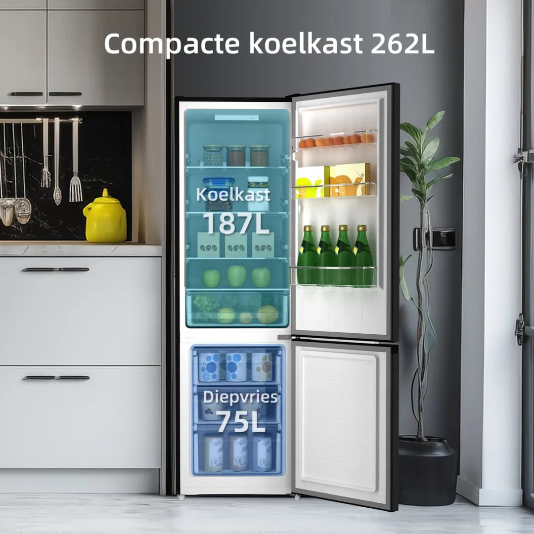 CHiQ CBM260LC Koel-Vriescombinatie 262L - Donker RVS