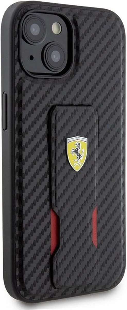 Ferrari Carbon Grip Back Case - iPhone 15 - Zwart