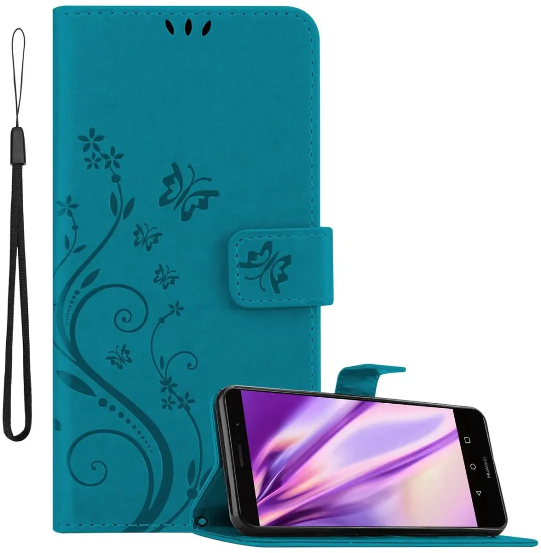 Cadorabo Hoesje geschikt voor Huawei MATE 9 in BLOEMEN BLAUW