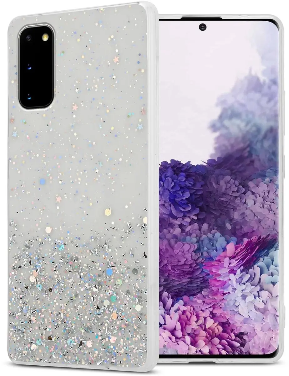 Cadorabo Hoesje geschikt voor Samsung Galaxy S20 in Transparant met Glitter