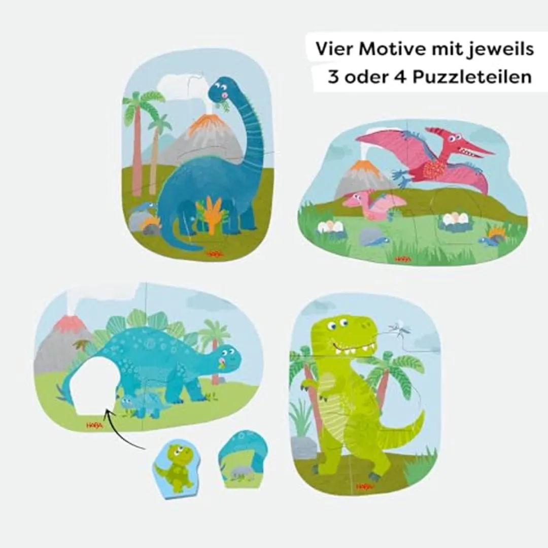 Haba 4 Eerste Puzzels Dino's Multicolor