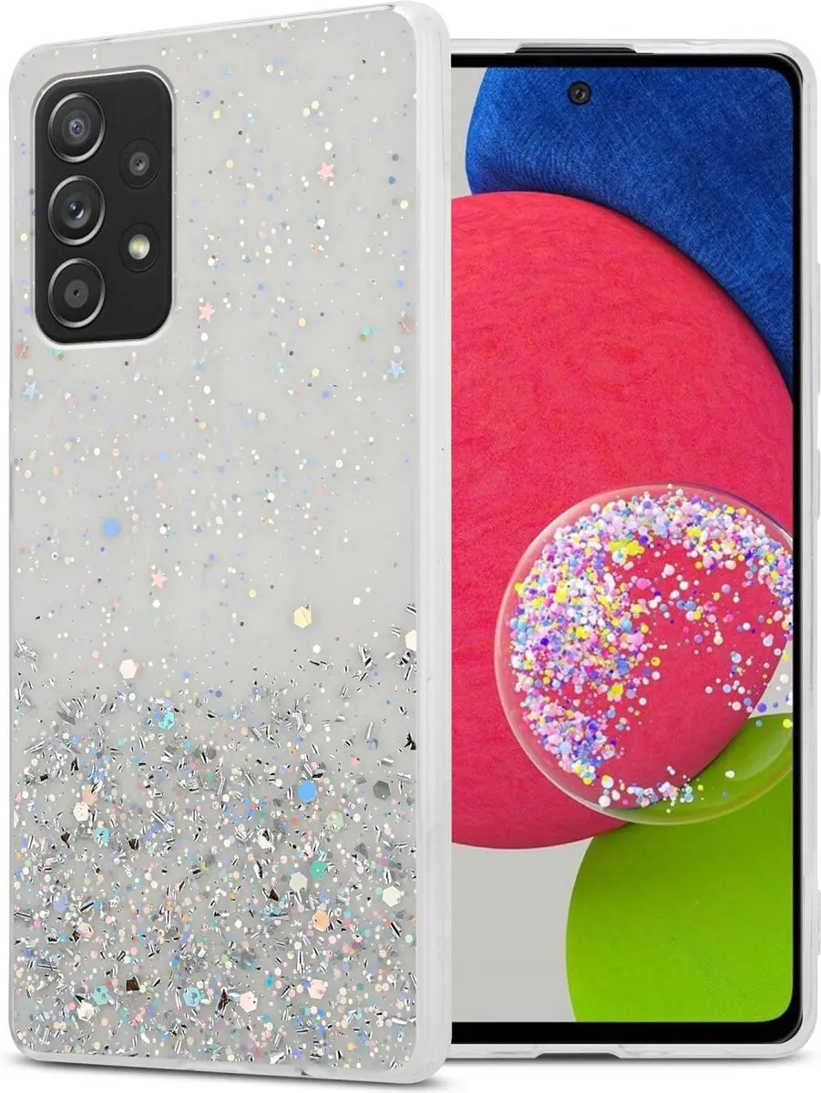 Cadorabo Hoesje geschikt voor Samsung Galaxy A52 (4G / 5G) / A52s in Transparant met Glitter - Beschermhoes van flexibel TPU silicone met fonkelende glitters Case Cover Etui