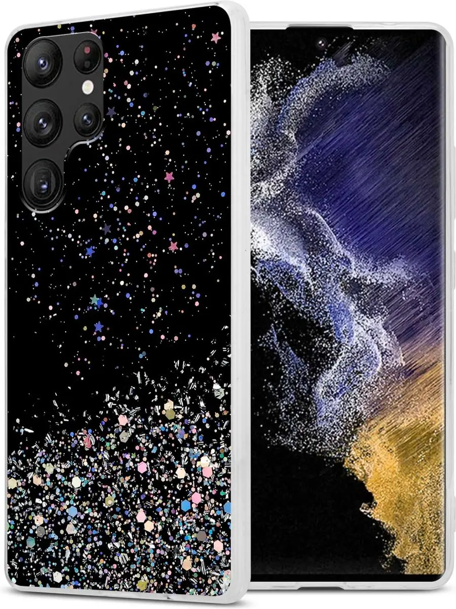 Cadorabo Hoesje geschikt voor Samsung Galaxy S22 ULTRA in Zwart met Glitter
