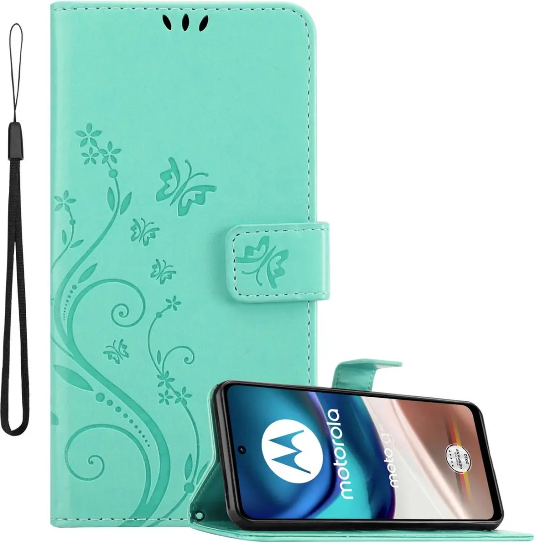 Cadorabo Hoesje geschikt voor Motorola MOTO G42 in BLOEMEN TURKOOIS