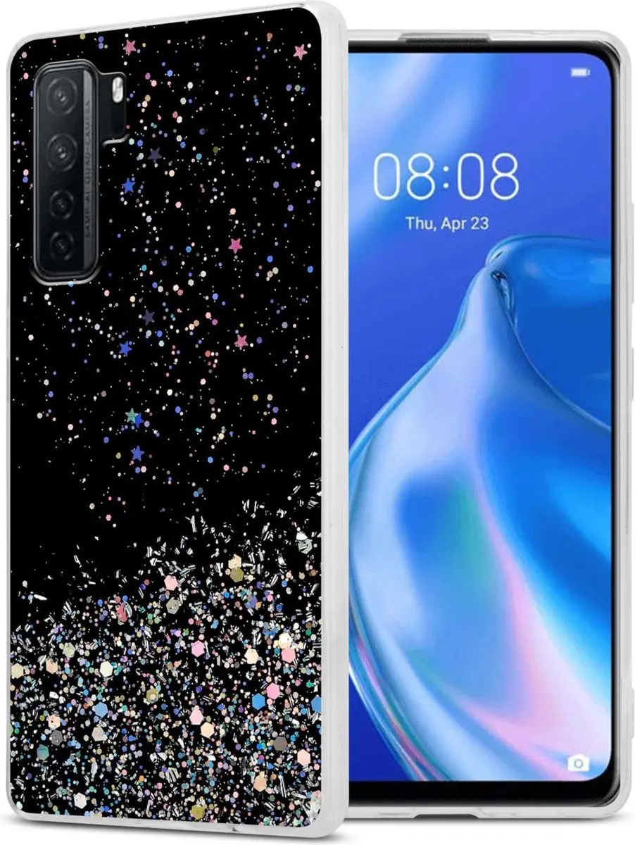 Cadorabo Hoesje geschikt voor Huawei P40 LITE 5G / NOVA 7 SE in Zwart met Glitte