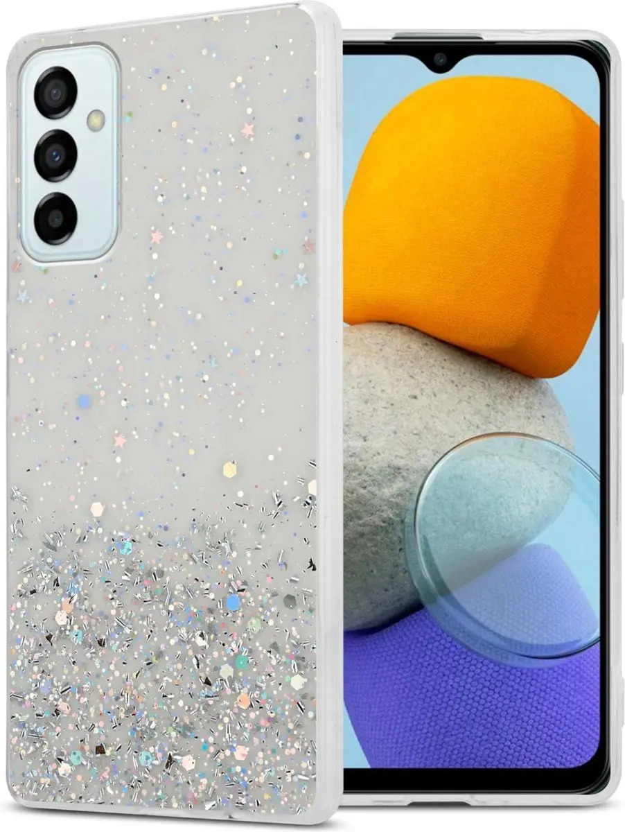 Cadorabo Hoesje geschikt voor Samsung Galaxy M23 5G in Transparant met Glitter