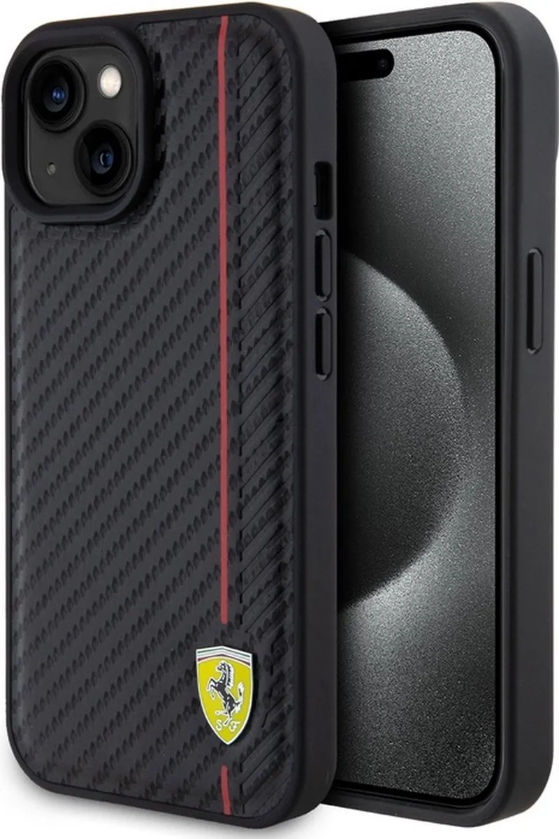 Ferrari Carbon Printed Stripe iPhone 15 Hoes