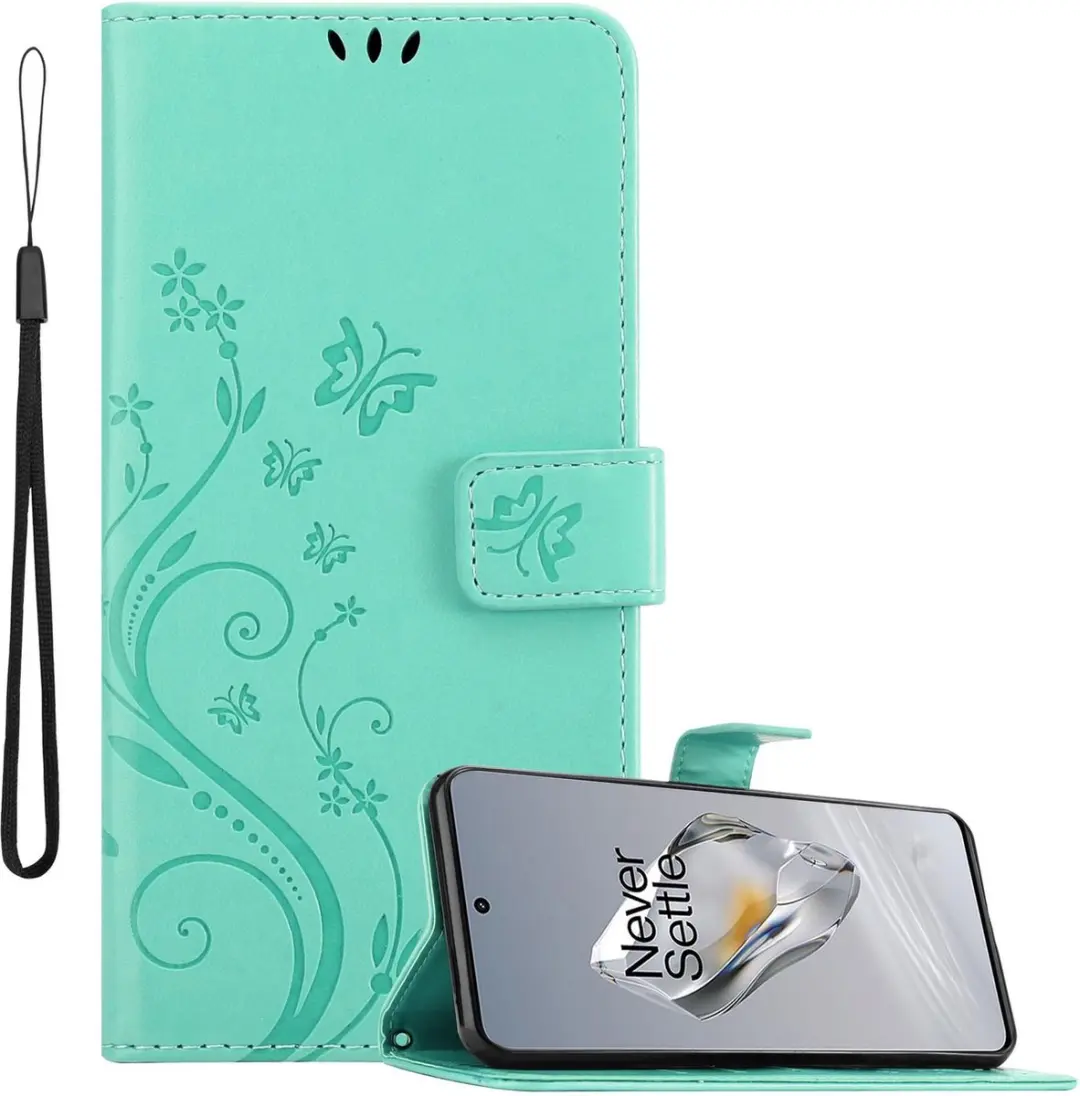 Cadorabo Hoesje geschikt voor OnePlus 12 in BLOEMEN TURKOOIS