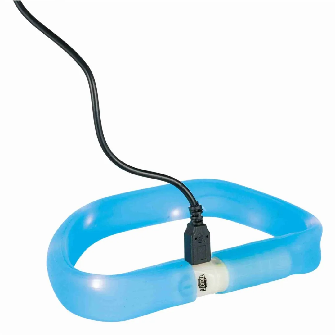 Trixie Halsband USB Flashlight Oplaadbaar Blauw 30mm - afbeelding 2 van 6