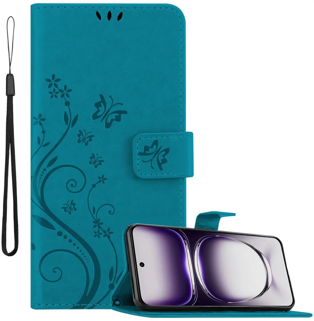 Cadorabo Hoesje geschikt voor Oppo Reno 12 in BLOEMEN BLAUW