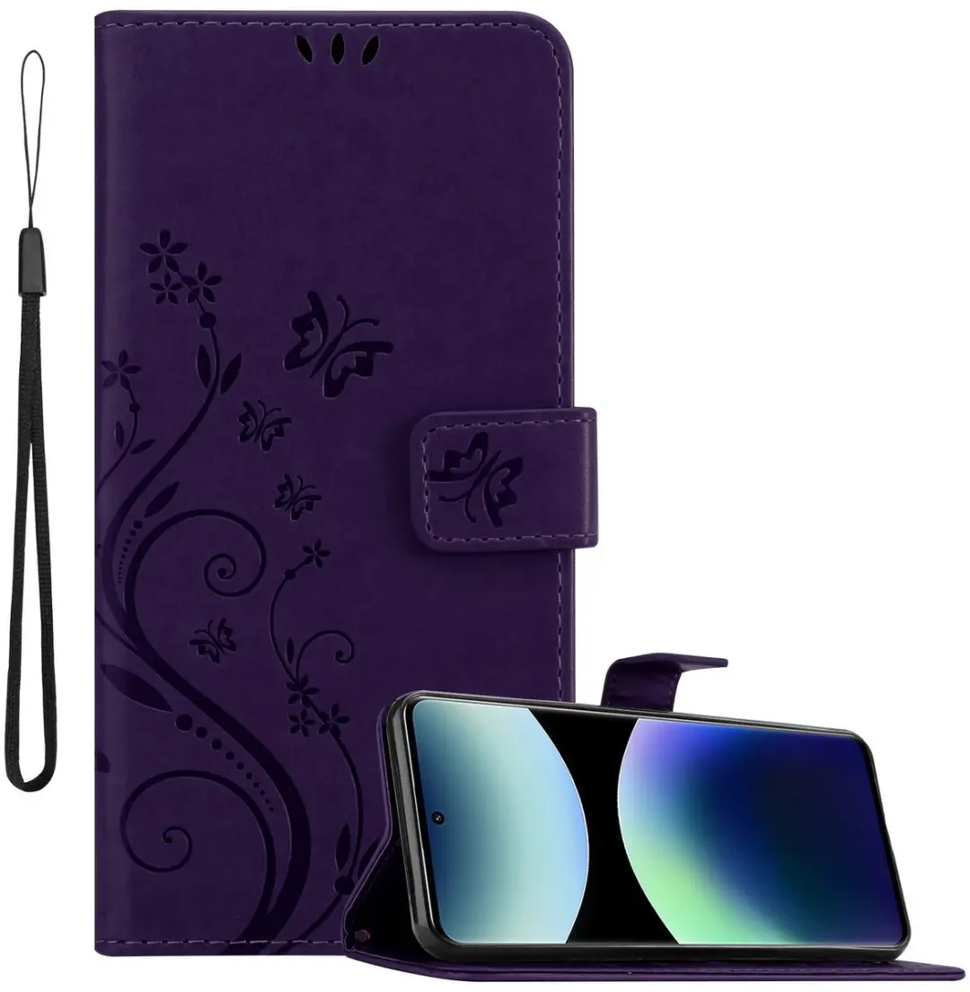 Cadorabo Hoesje geschikt voor Xiaomi RedMi Note 14 Pro Plus 5G in BLOEMEN DONKER