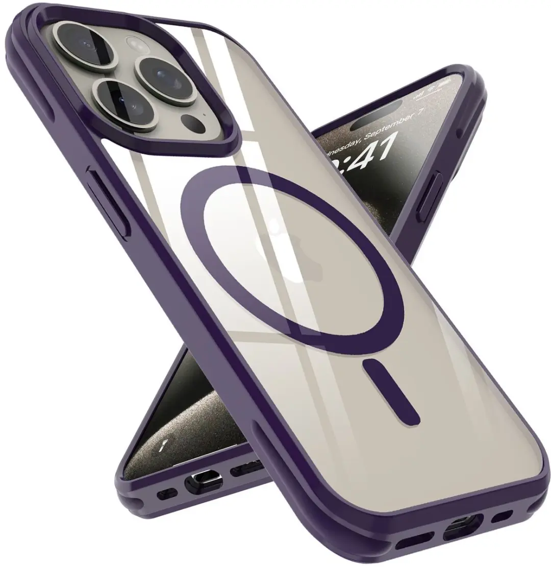 Hoesje geschikt voor iPhone 15 PRO MAX in Donkerpaars geschikt voor Magsafe