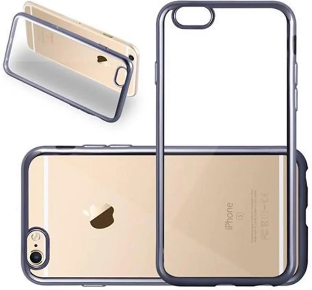 Cadorabo Hoesje geschikt voor Apple iPhone 6 / 6S in CHROOM ZWART - Beschermhoes gemaakt van flexibel TPU Case Cover silicone