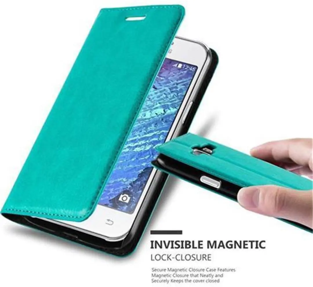 Cadorabo Hoesje geschikt voor Samsung Galaxy J1 2015 in BENZINE TURKOOIS