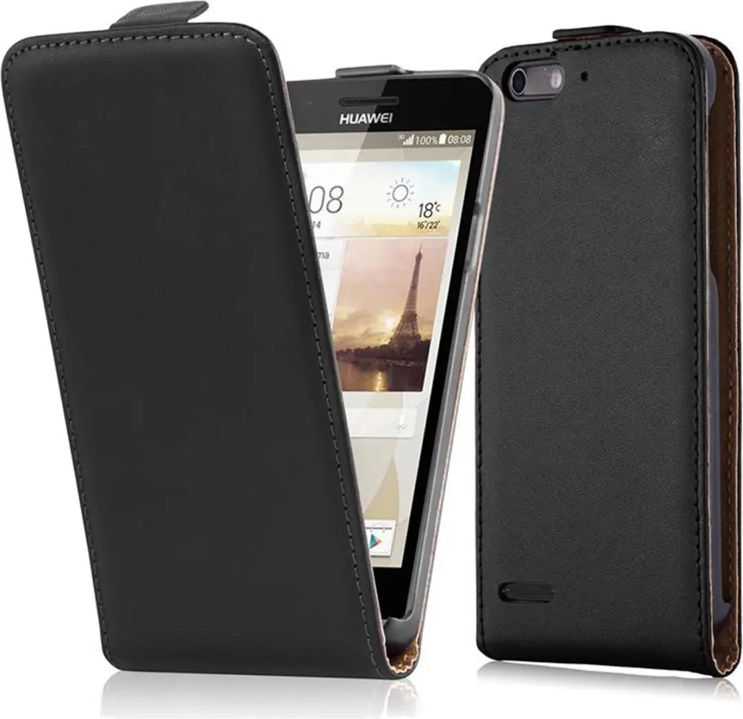Cadorabo Hoesje geschikt voor Huawei ASCEND P6 MINI in KAVIAAR ZWART